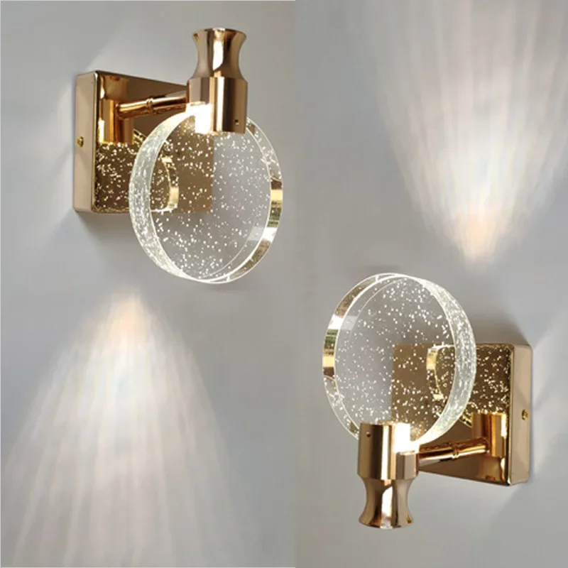 

Nordic Gold/Silver Wall Lamp Round Lutres Room De Bedside Hanging for Corridor Porch Aisle Dressing Table Mirror Front Lighting