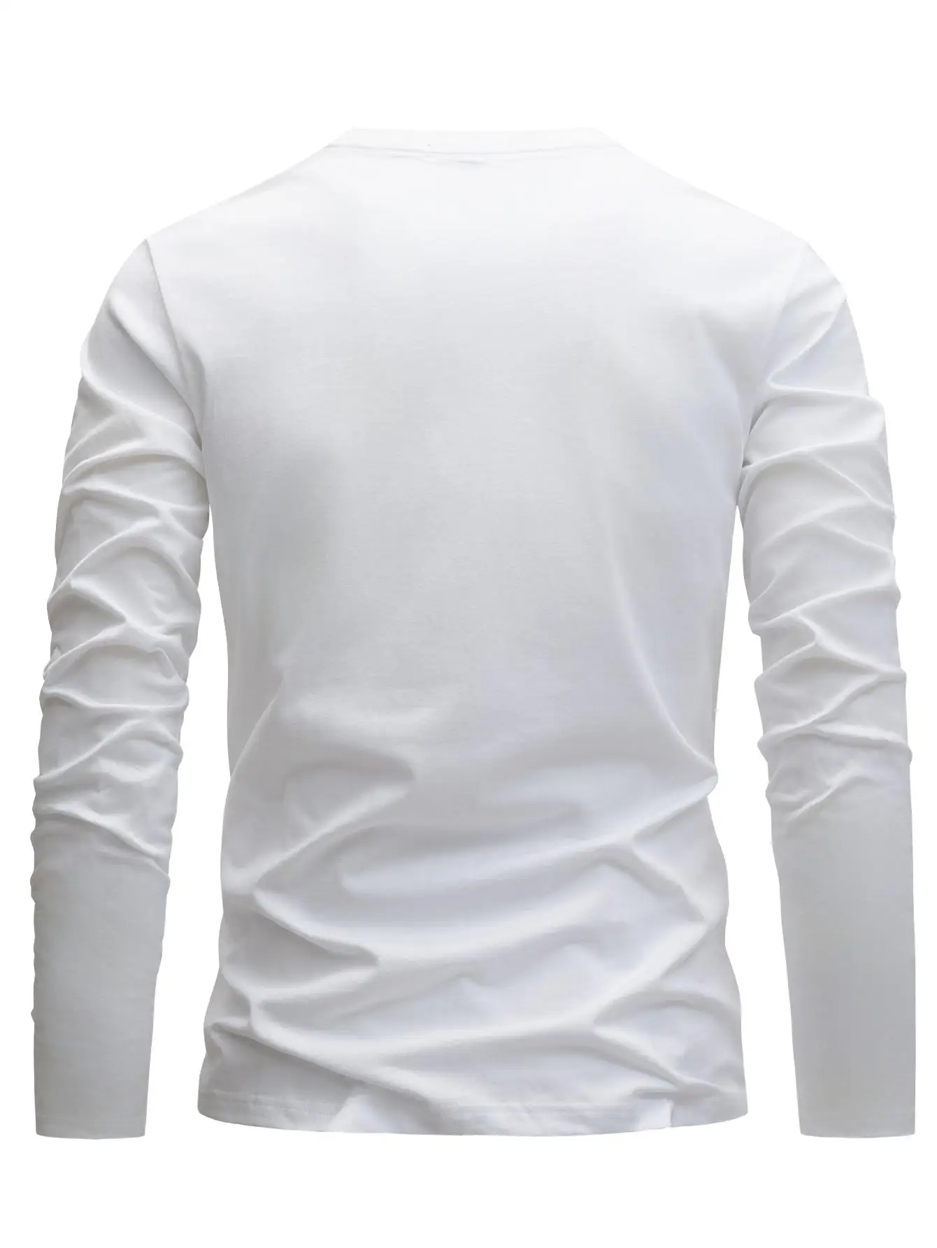 Autumn and Winter 100 Cotton Men's Top T-Shirt Men's Long Sleeved Round Neck Loose Oversized Autumn and Winter T-Shirt Top gallery 4