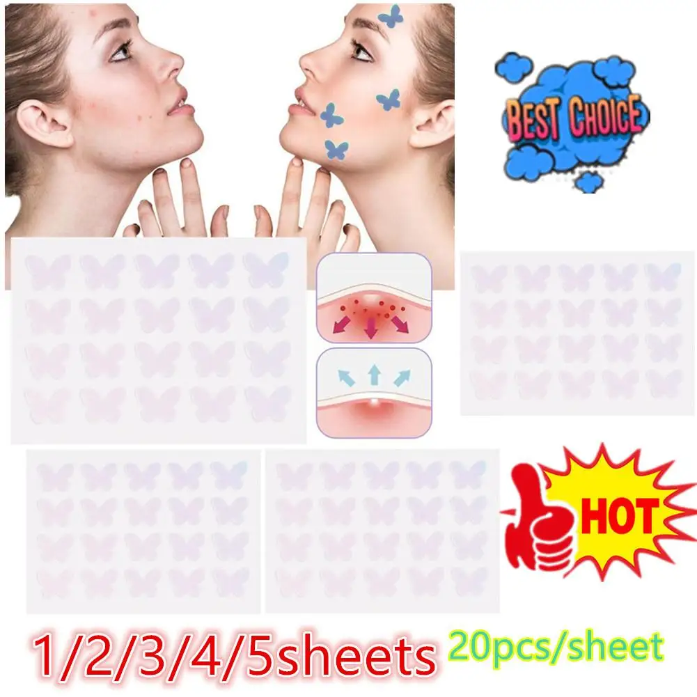 

Lot 20pc/sheet Acne Pimple Patch Invisible Acne Removal Stickers Butterfly Blemish Treatment Acne Master Pimple Remover Stickers