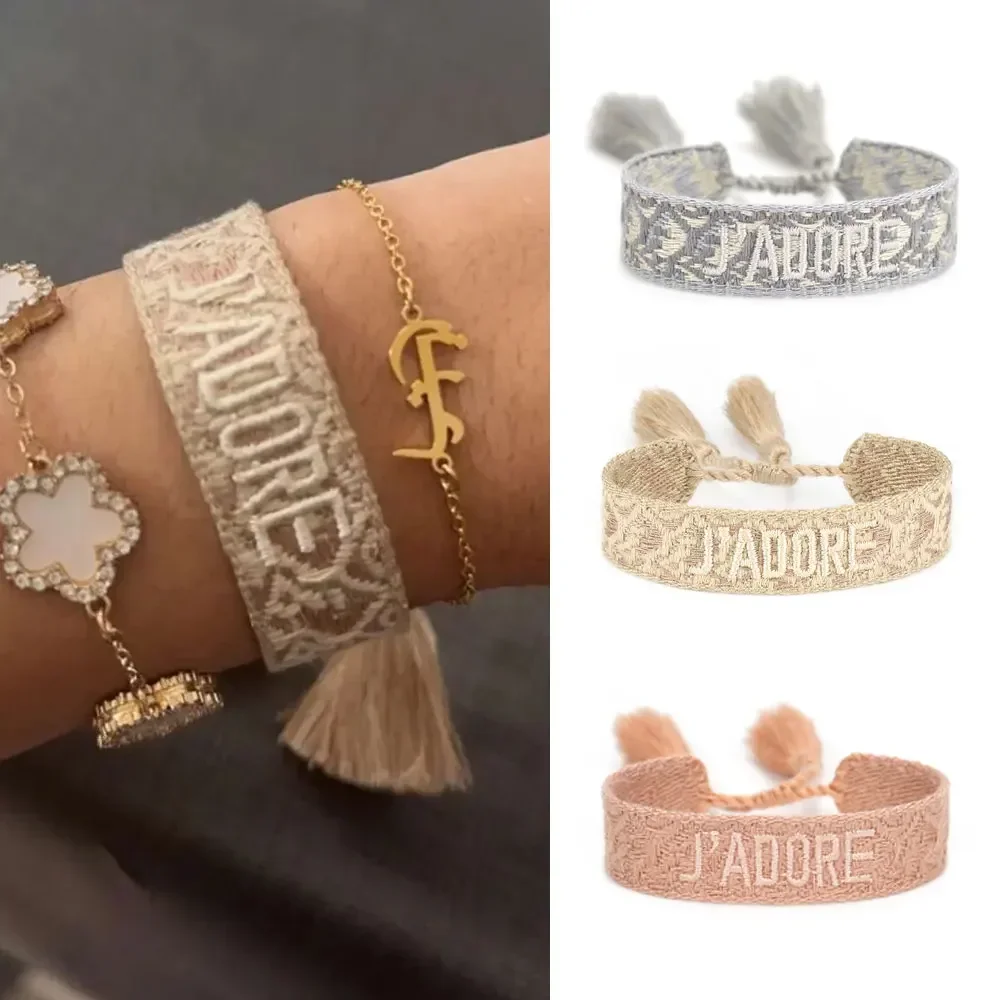 Fashionable JADORE French Charm Bracelet Bohemian-Inspired Embroidery Wrist Knitted  Embellishments Men Women Bracelets