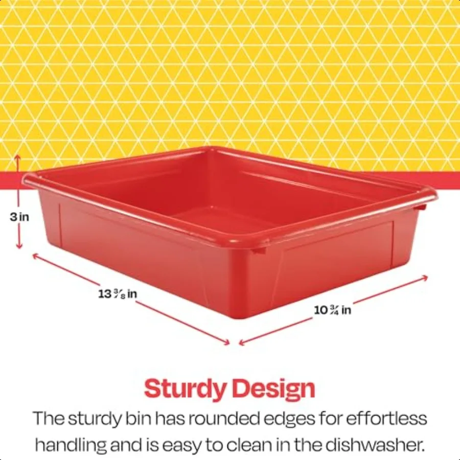 Школьный умный прочный пластиковый лоток для хранения, многофункциональный дизайн для классной комнаты, дома и других размеров с буквами, красный