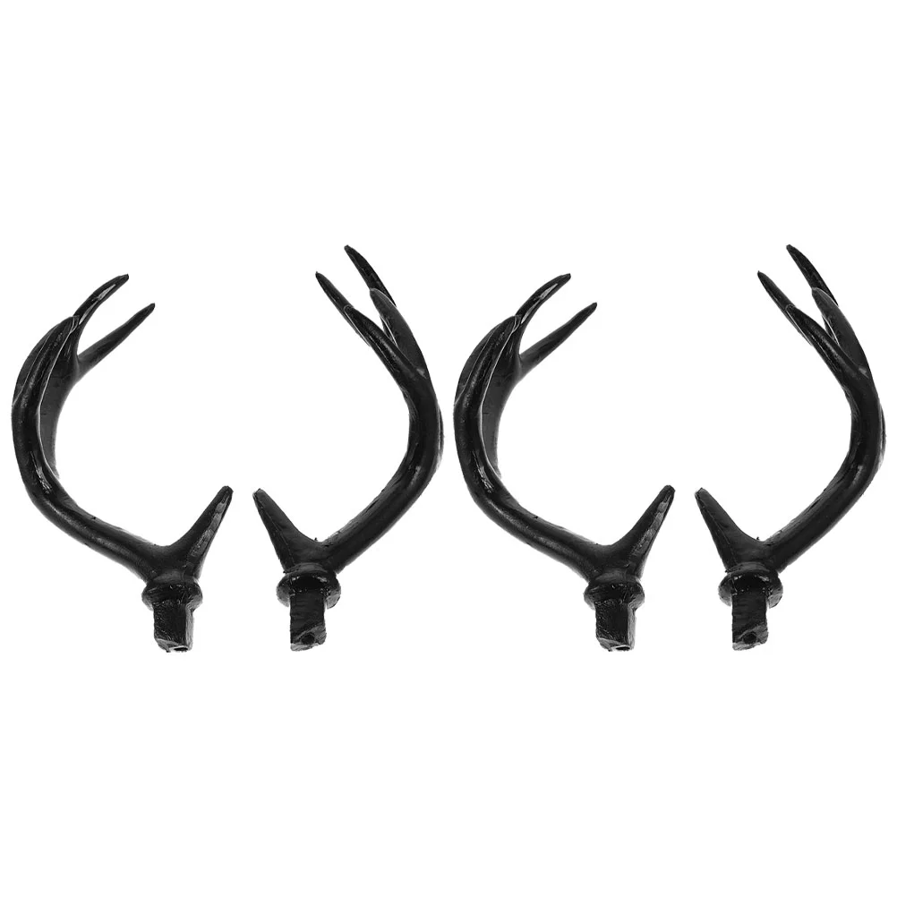 2 Pairs Artificial Antlers Reindeer Decor Halloween DIY Headband Making Kit Plastic Miss Supplies Hair Accessories