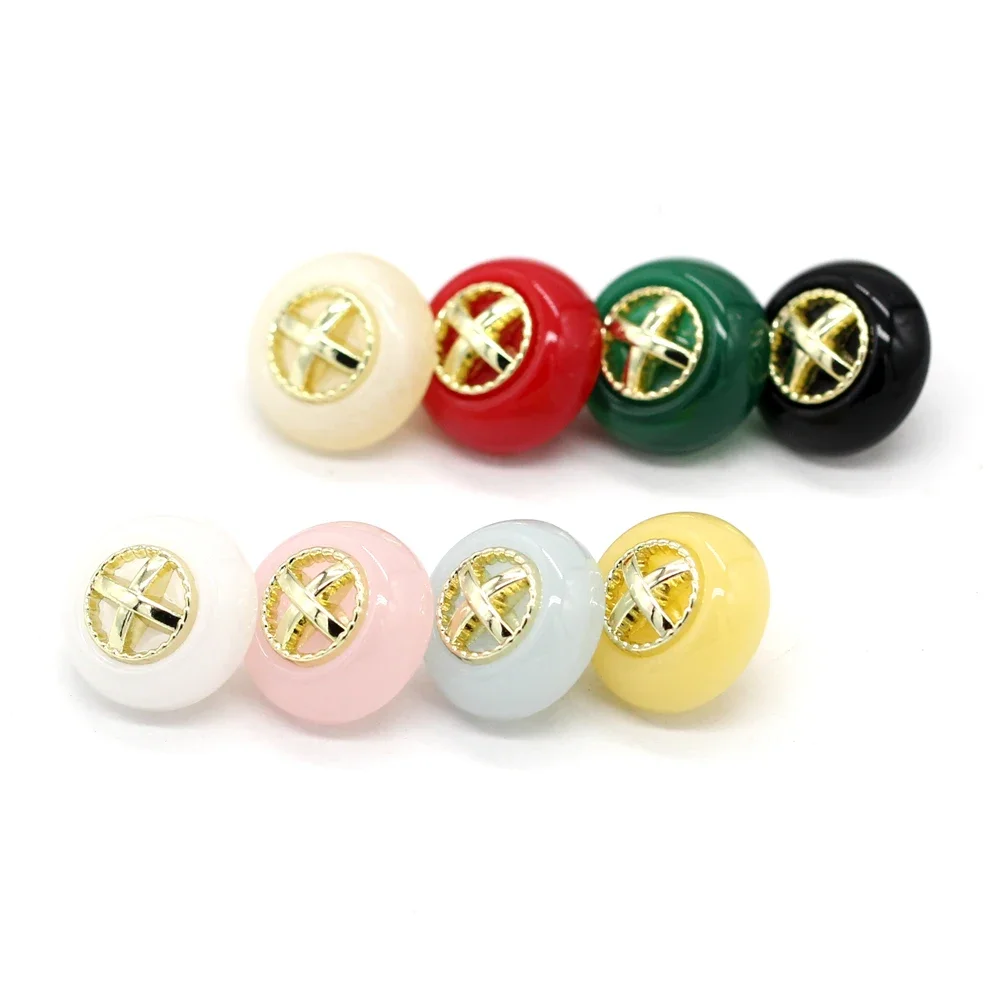 HENGC 11mm Small Pearl Gold Metal Buttons for Clothing Vintage Women Shirt Dress Qipao Hanfu DIY Crafts Sewing Accessories