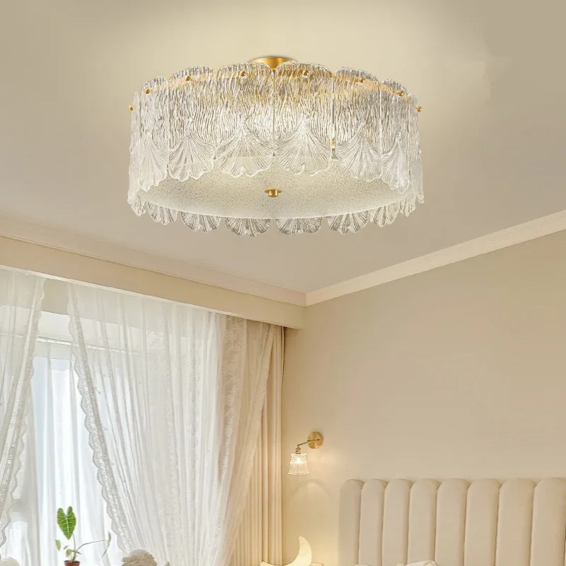 Light Luxury Master Bedroom Ceiling Lamp French Post-Modern Minimalist Creative Round Designer Living Dining Room Crystal Glass