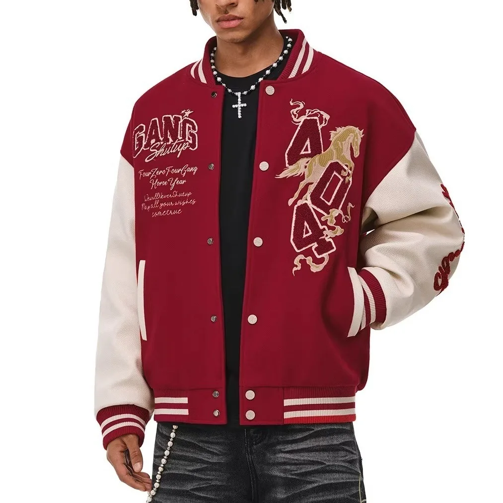 

Thickened Cotton Baseball Jacket 2026 Year of the Couple's Towel Embroidery American Style Loose Outerwear Trendy Youth