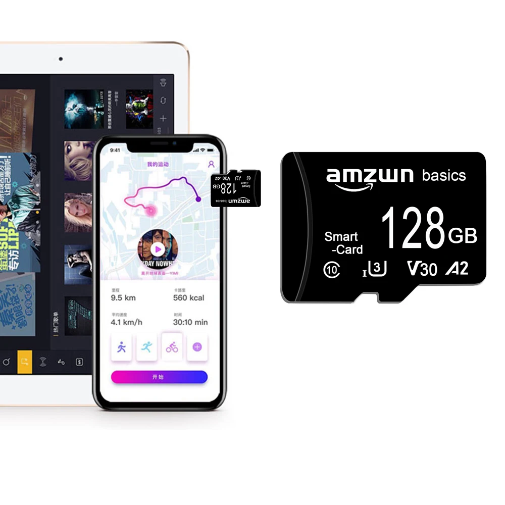 Amzwn ความเร็วสูง C10 SD การ์ด 128GB 64GB 32GB 16GB 8GB 4GB 2GB U3 A2 แฟลชการ์ดหน่วยความจํา Micro Tarjeta SD สําหรับโทรศัพท์