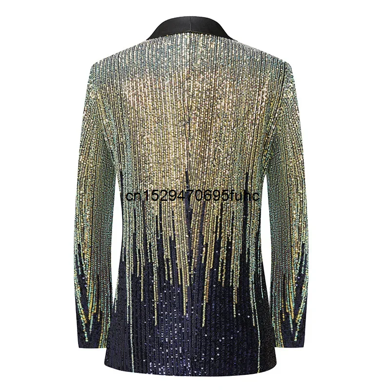 Casaco masculino de lantejoulas gradiente de meteoro, performance de palco, casamento anfitrião, único blazer