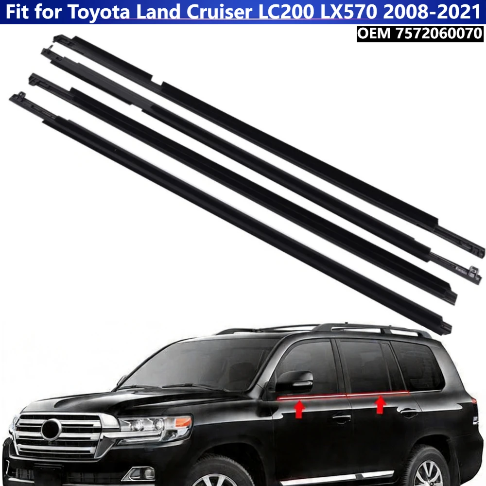 

4PCS/Set Window Rubber Trim Weatherstrip Sealing Strip 7572060070 for Toyota Land Cruiser LC200 LX570 2008-2021