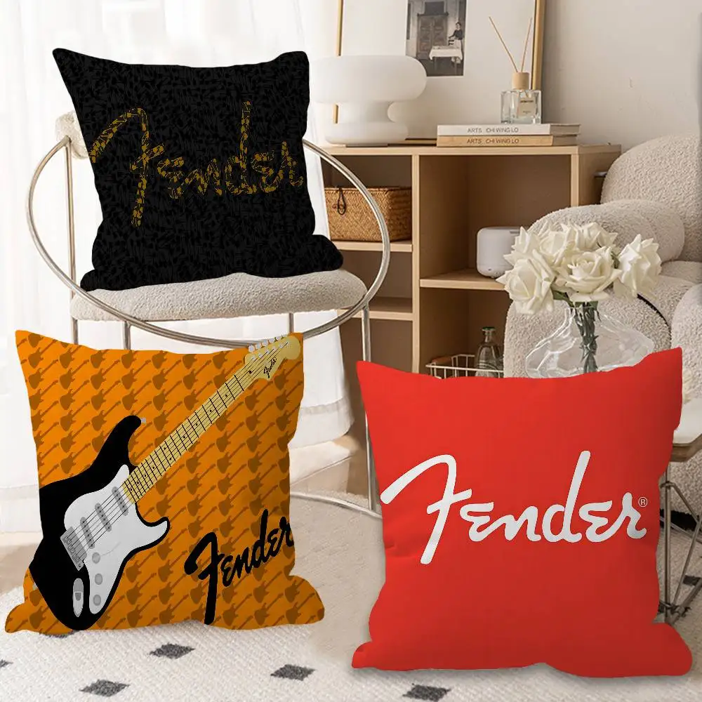Guitar F-fender logo Personalized Pillow Cover Kids Bedroom Wild Party Decor Pillowcase kid Birthday shower Gift