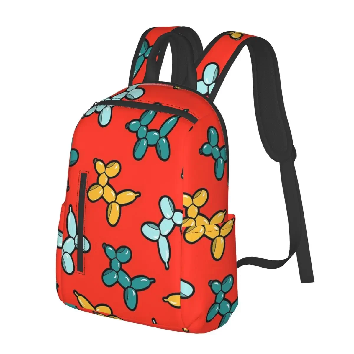 Balloon Animal Dogs Pattern In Red Student Backpack School Bag Hiking Travel Daypack for Men Women Bookbag Shoulder Bags