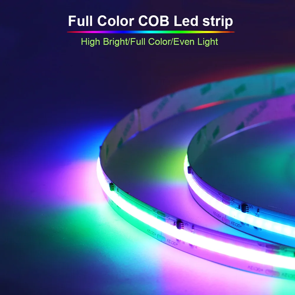 

Full Color COB LED Strip High Density Flexible Tape Ribbon 720 LEDs/m Dream Color COB Led Light DC12V/24V For Home Decor