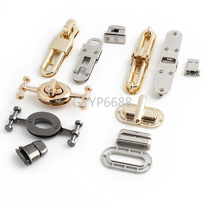 2/5/20Sets Rectangle Metal Clasp Twist Locks For DIY Leather Handbag Shoulder Bags Turn Tongue Lock Buckle Hardware Accessories