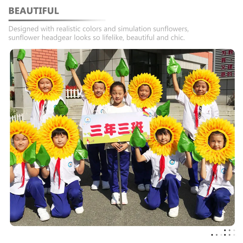 Sunflower Headgear Party Favors Cosplay Has Girl Hat Costume For Kids Silk Cloth Women's Dreses