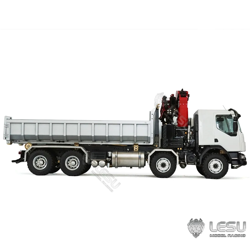 LESU RC Hydraulic Roll on off Dumper Crane 8X8 Metal Chassis 1/14 Remote Control Tipper Lock Differential Axle 2Speed Gerabox