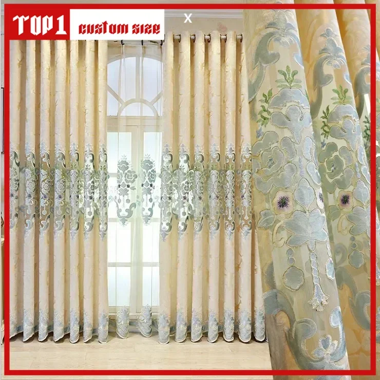

Europese Gordijnen Voor Woonkamer Slaapkamer Kamerhoge Ramen Chenille Jacquard Hol Geborduurd Balkon