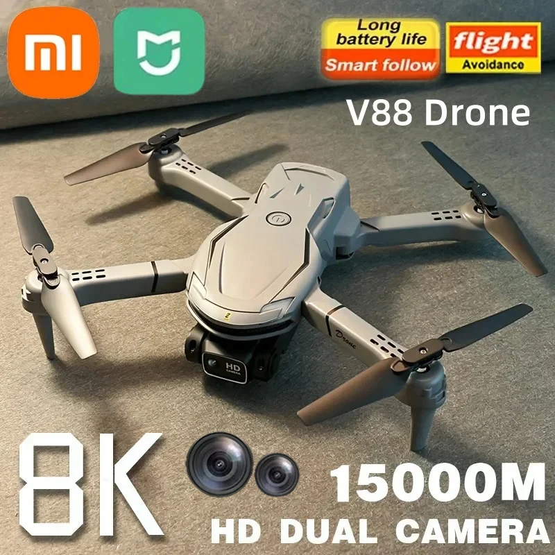 Lenovo-V88 Drone Profissional, Câmera Dupla, Omnidirecional, Evitar Obstáculos, Quadcopter, HD Aéreo, Original, 8K, 5000m