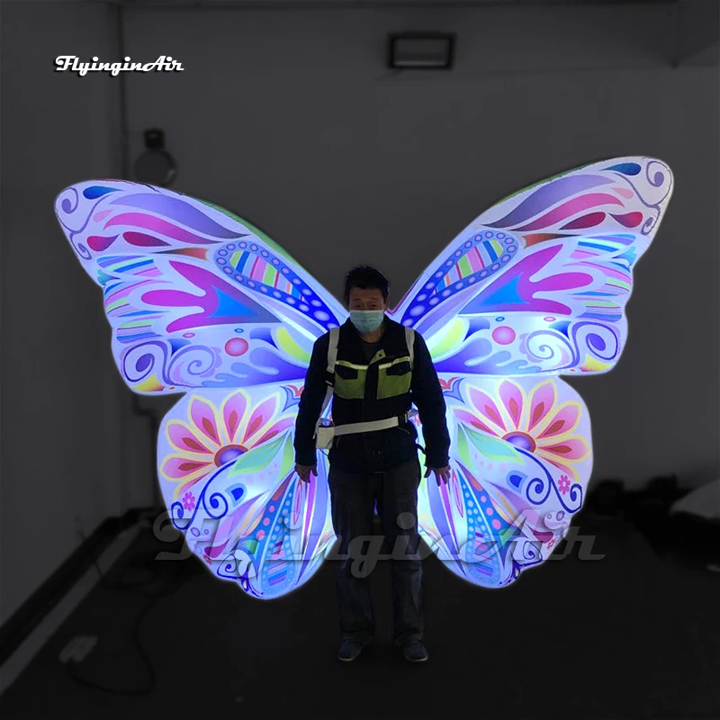 3m Adult Wearable Inflatable Butterfly Wing Parade Costume Walking Blow Up Catwalk Stage Clothing For Event Show