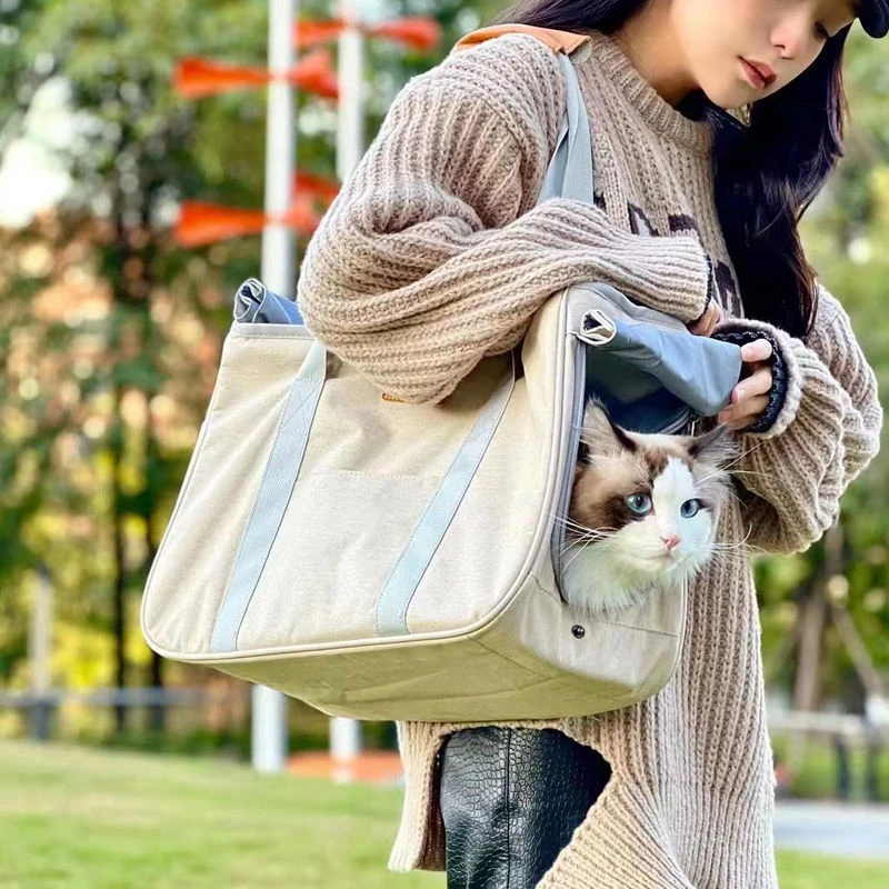 Pet Shoulder Bag Transport For Cats Canvas Carrier Dog Outdoor Backpack Dog Bag Breathable Creative Portable Mesh Cloth Handbag