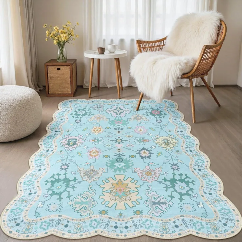 Oushak Area Rug for Living Room Vintage Geometry Print Luxury Machine Washable Non-slip Rug Home Decor Coffee Table Floor Mat