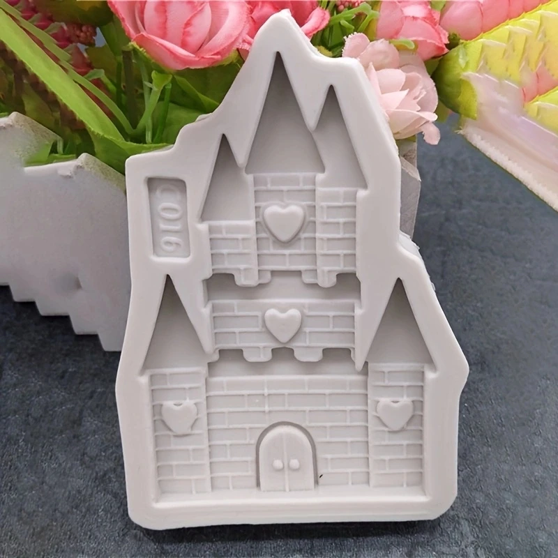 1pc-Castle Chocolate Mold - Cartoon Building Candy Mold for DIY Cake Decorating and Baking - Silicone Mold for Biscuit Making