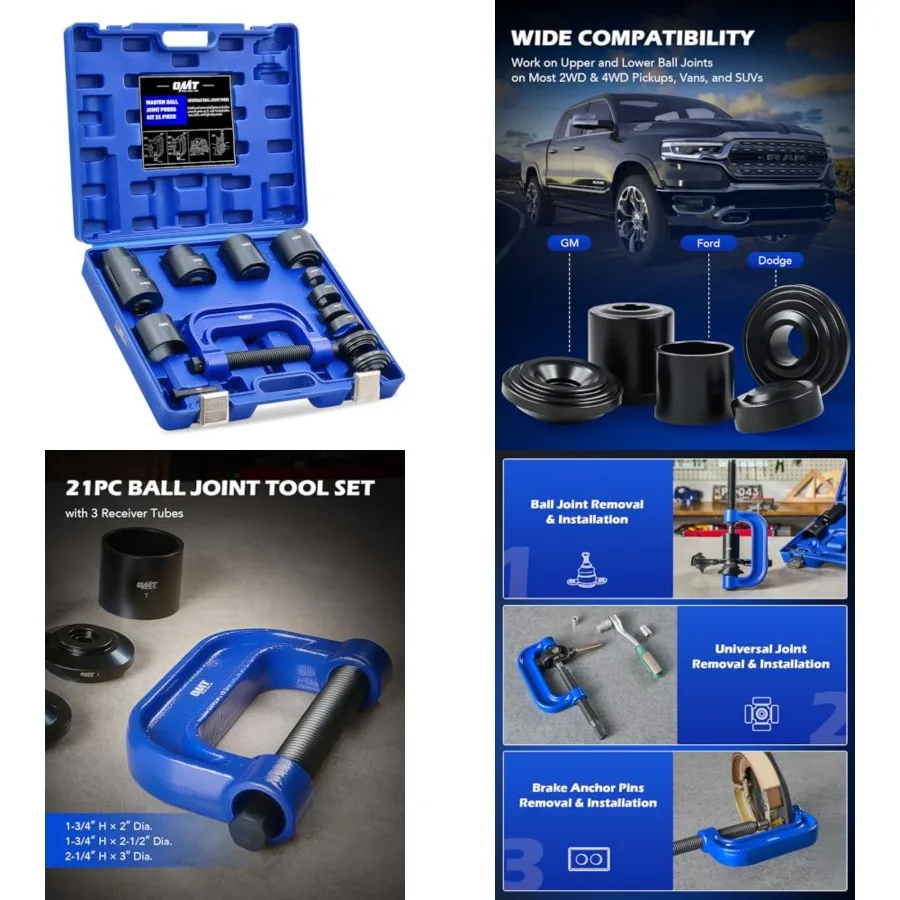

Ball Joint Press Kit, 21-Piece Ball Joint Removal Tool for Installing and Removing Ball Joints, U Joints, and Anchor Pins, Heav