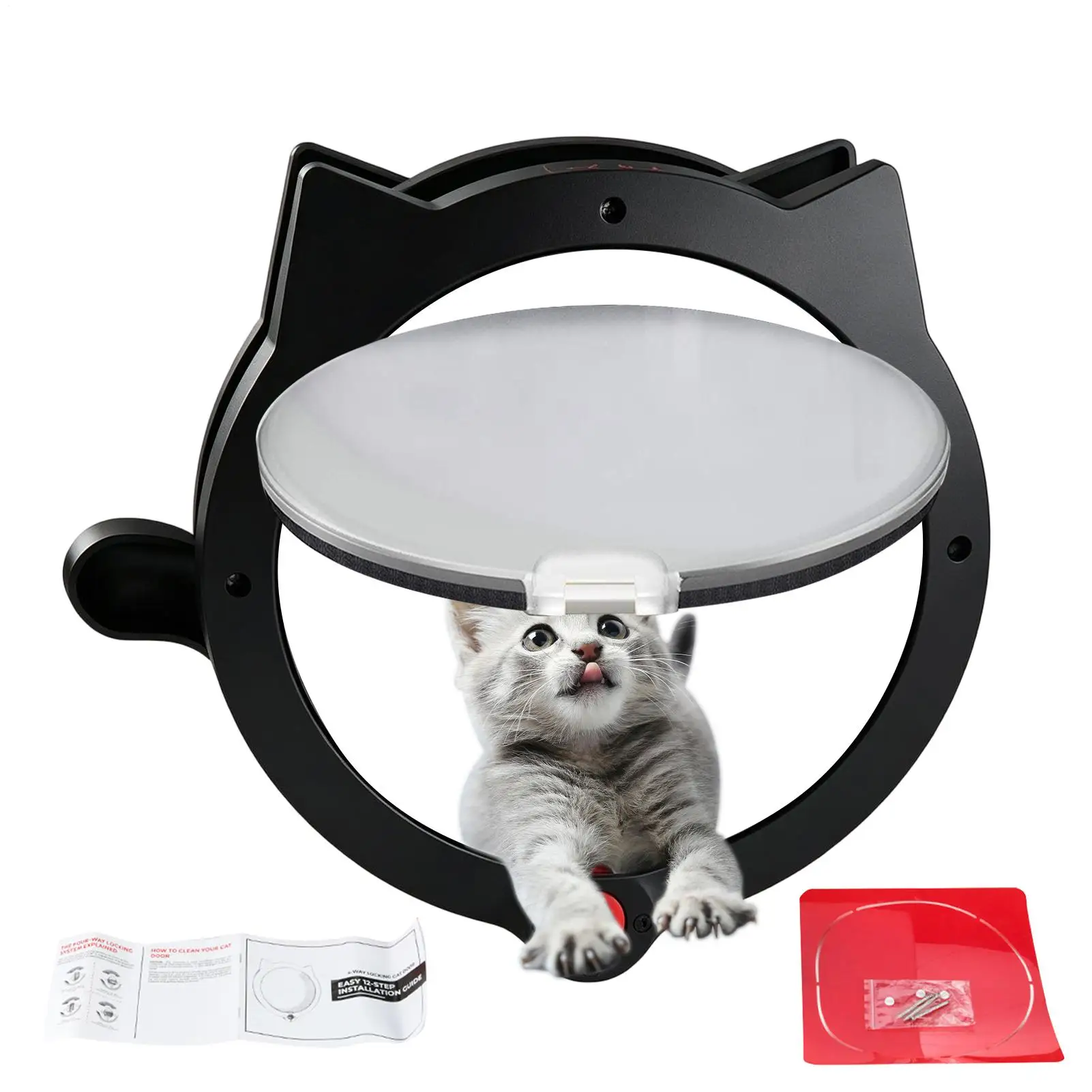 

Dog Door 4 Locking Modes Weather-Resistant 12.2inx10.2in Cat Flap Indoor For Puppy Kitten Wall Kitchen Living Room Bedroom