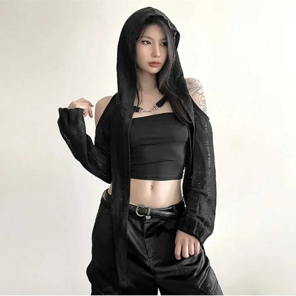 

Накидка с длинными рукавами из полиэфирного волокна, тонкая ткань, солнцезащитная куртка в европейском стиле, ажурный дизайн, металлическая пряжка