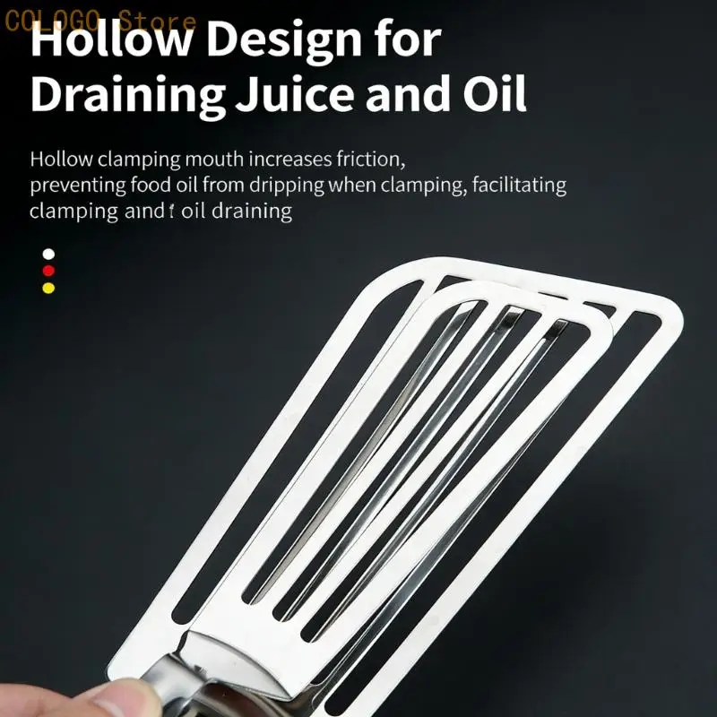 Steel Cooking Spatula Turner Tongs Bread Clip for Flipping Steak Hamburger D0LD