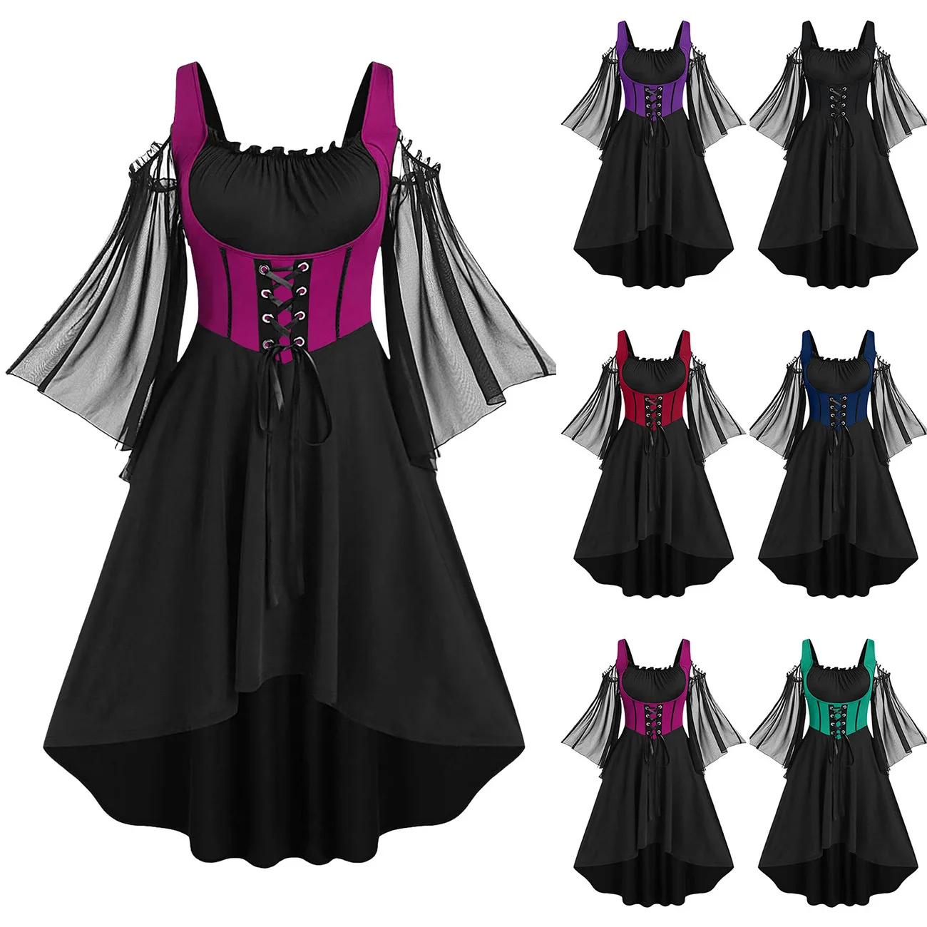 

New Halloween Performance Costume Renaissance Dress Medieval Gothic Style Stage Outfit Women's Ethnic Fashion Traditional Clo...