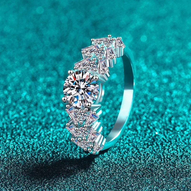 

Platinum PT950 Moissanite Ring Women's Rectangle Chamfer 1 Carat Ring Light Luxury Gorgeous Holiday Gift