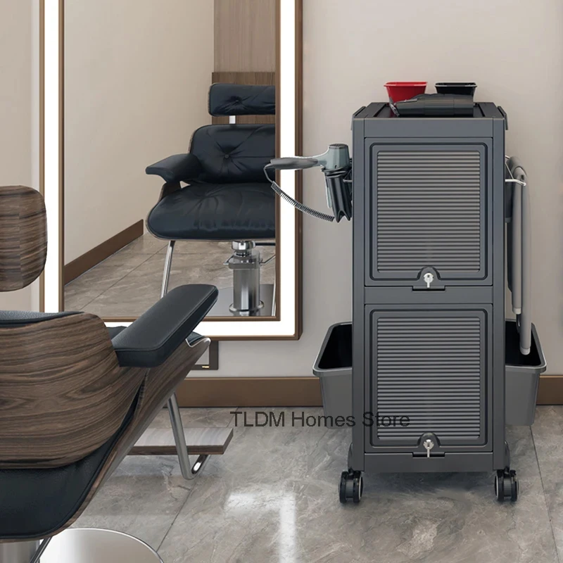 

Nordic Simple Salon Trolley Hairdressing Shop Auxiliary Car with Wheels Multi-functional Salon Furniture Barber Shop Tool Cart