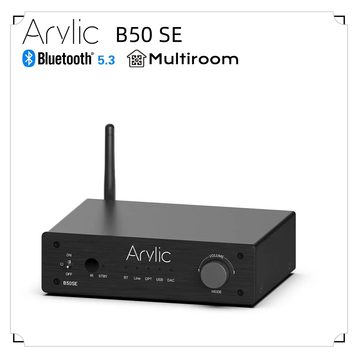 Arylic B50 SE Bluetooth Stereo 50W x 2 Audio Amplifier Receiver 2.1 Channel Mini Class D Integrated Amp for Home Speakers