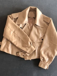 LY VAREY LIN-Manteau Court en PU pour Femme, Streetwear Décontracté, Veste en Faux Cuir à Revers, Vêtements d'Extérieur Moto Biker, Printemps et Automne, Nouveau