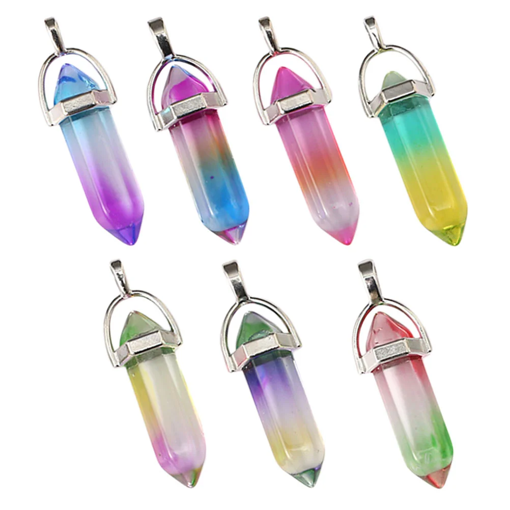 7 Pcs Double Pointed Hexagonal Column Crane Hanging Pendants Christmas Fashion Bracelet Glass Jewelry Making