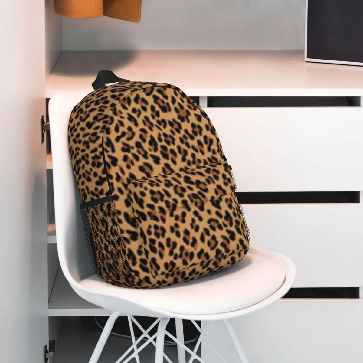 Tan Leopard Print New Fashionable Backpack Pattern School Bag Print Lightweight Backpack 15inch