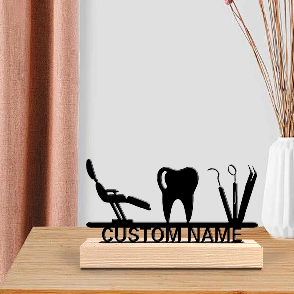 1pc Fashion Personalized Custom Dentist Metal Statues Suitable for Dentists Medical Staff Desktop Decorative Arts Office