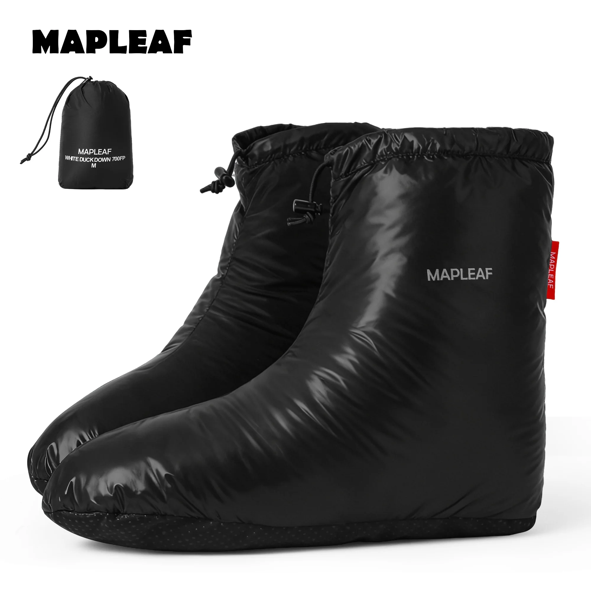 

Зимние пуховые сапоги-чулки MAPLEAF: теплые пуховые носки, обувь для походов, пуховые накладки на ноги, пуховые тапочки для кемпинга, грелки для ног