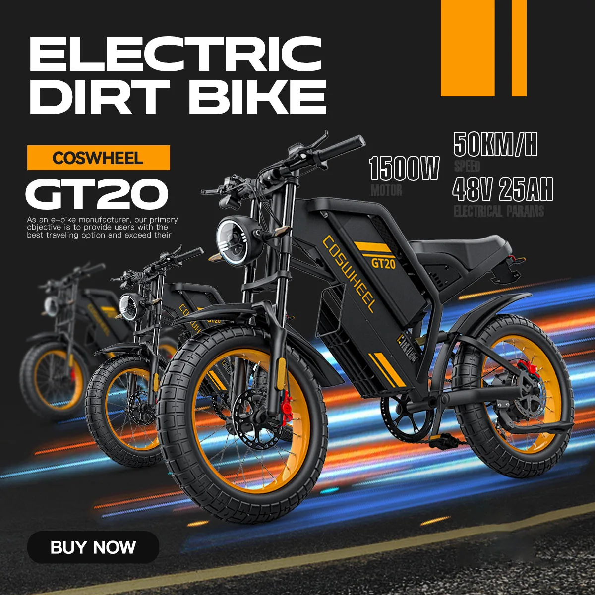 

COSWHEEL GT20 Electric Mountain Bike for Adults, 1000W E-bike , 45 MPH & 60 Miles Range,48V 25AH Removable Battery Dual Shock Ab