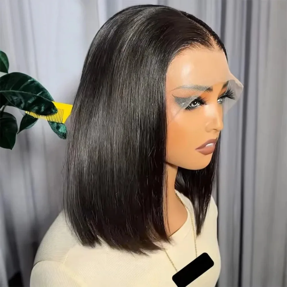 

Natural Bone Straight Short Bob Wig Transparent 13x4 Lace Frontal Wig Human Hair Straight Brazilian Hair Wigs for Black Women