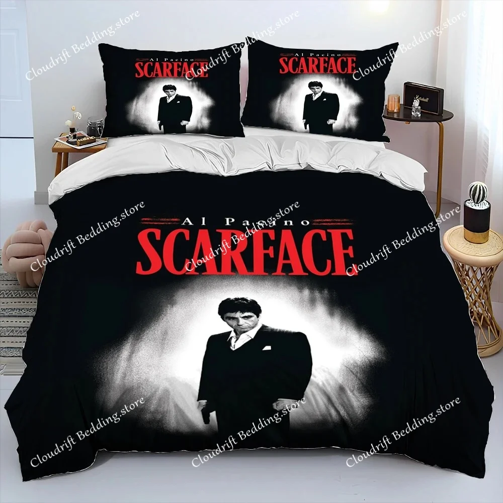 

Movie Scarface Tony 3D Printing Comforter Bedding Set,Duvet Cover Bed Set Quilt Cover Pillowcase,King Queen Size Bedding Set Kid