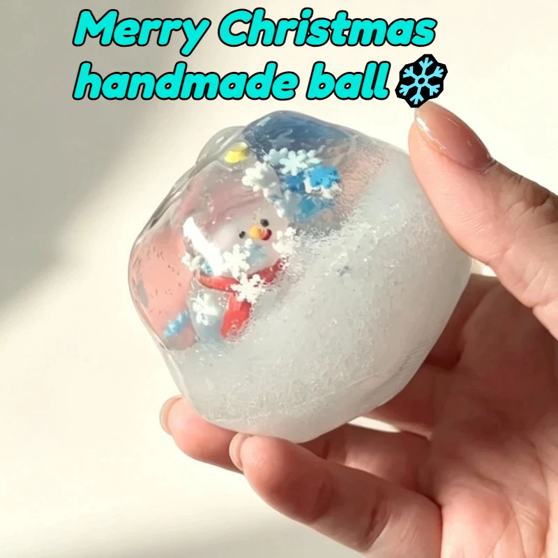 Christmas Squishy Handmade Ball Crispy Squishy Ball Cracking Wax Crunchy Shatter Stress Ball ASMR Anti Stress Relief Fidget Toys