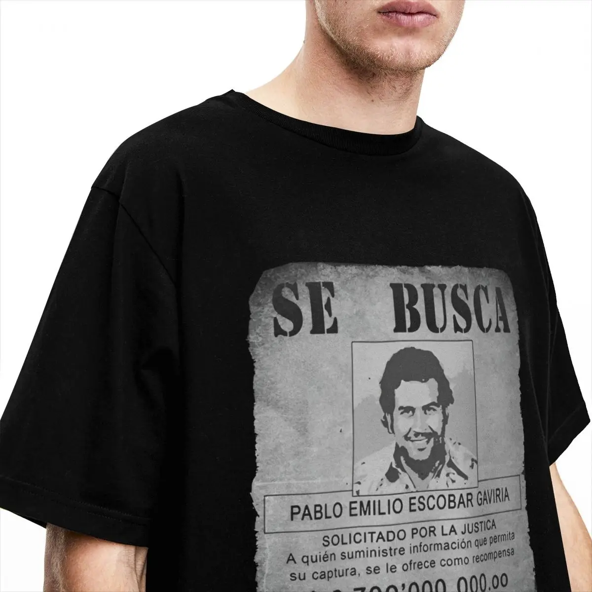 Men\'s Pablo Escobar Vintage T-Shirts Art Movie Cool Cotton Top Tees Summer Short Sleeve T Shirt O-Neck Fashion Tshirt Large Size