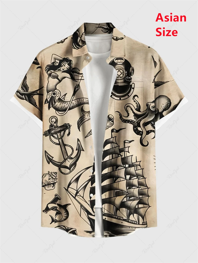 الصيف الرجال شجرة جوز الهند قمصان قصيرة الأكمام بلايز عادية قمصان هاواي ترتيب الأسرة قميص غير رسمي زر حتى القمصان للرجال الملابس