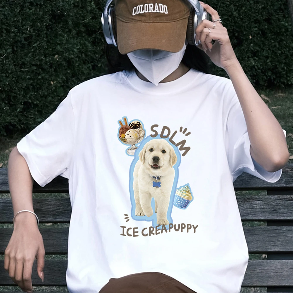 تي شيرت نسائي كاواي كلاب حيوانات أليفة ، ملابس رسومات للقطط ، توبات غير رسمية للفتيات ، بلوزة على الموضة الكورية ، هاراجاكو ملابس الشارع ، Y2k