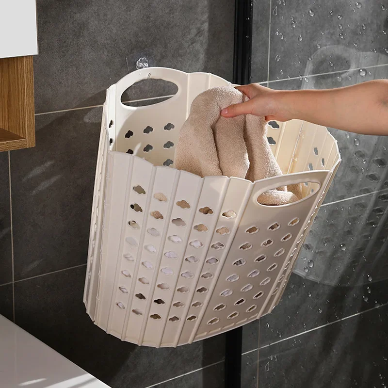 Foldable Laundry Basket Save Space Washing Machine Hanging Dirty Clothes Storage Basket Mildew Proof Large Storage Basket