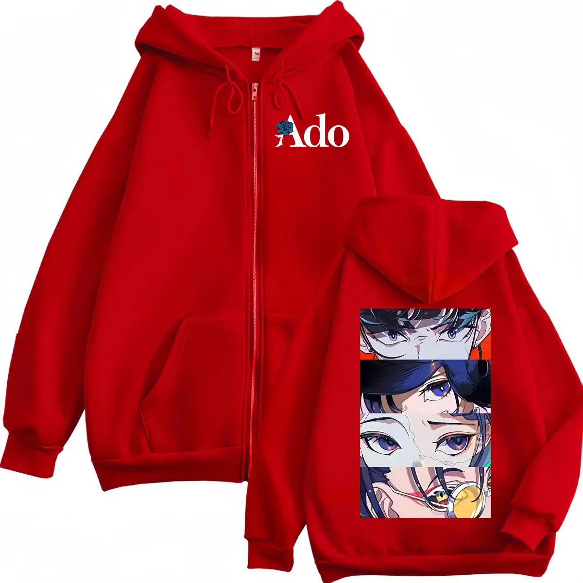 Japanese Pop Singer Ado Graphic Zipper Hoodie Streetwear High Quality Fashion Zip Up Pullovers Men Women Casual Loose Sweatshirt