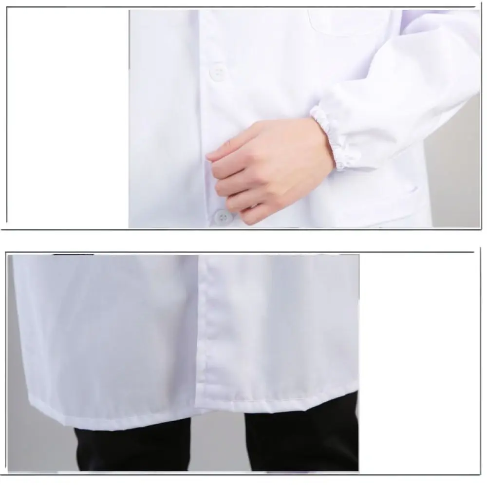 Unisex Long Sleeve Lab Coat Protective Workwear Breathable Cotton Blend For Science Experiment Medical Hospital School Uniform