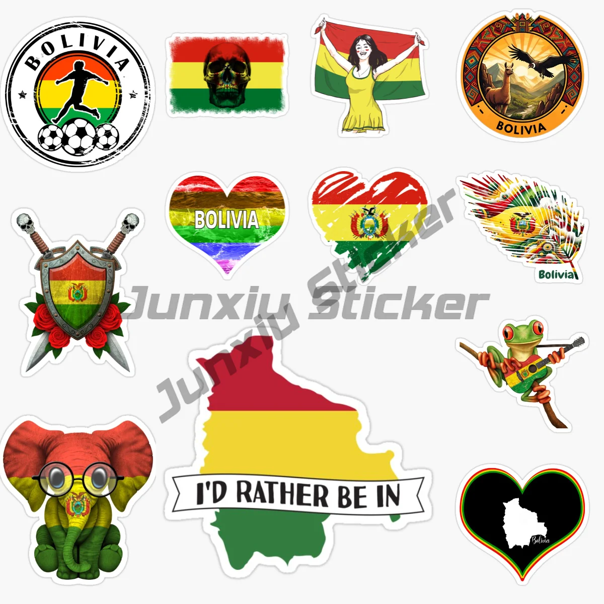 

BOLIVIA Flag Weatherproof High-Quality Decals for Laptop Book Fridge Guitar Vinyl Self-adhesive PVC Decals Can Be Customized