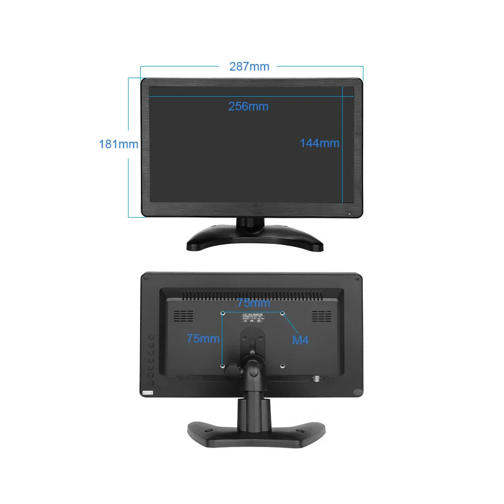 Zhixianda11.6 Inch IPS Screen 1366*768 Full Viewing Angle Car TV LED Desktop Display Computer Monitor With HD-MI VGA Port