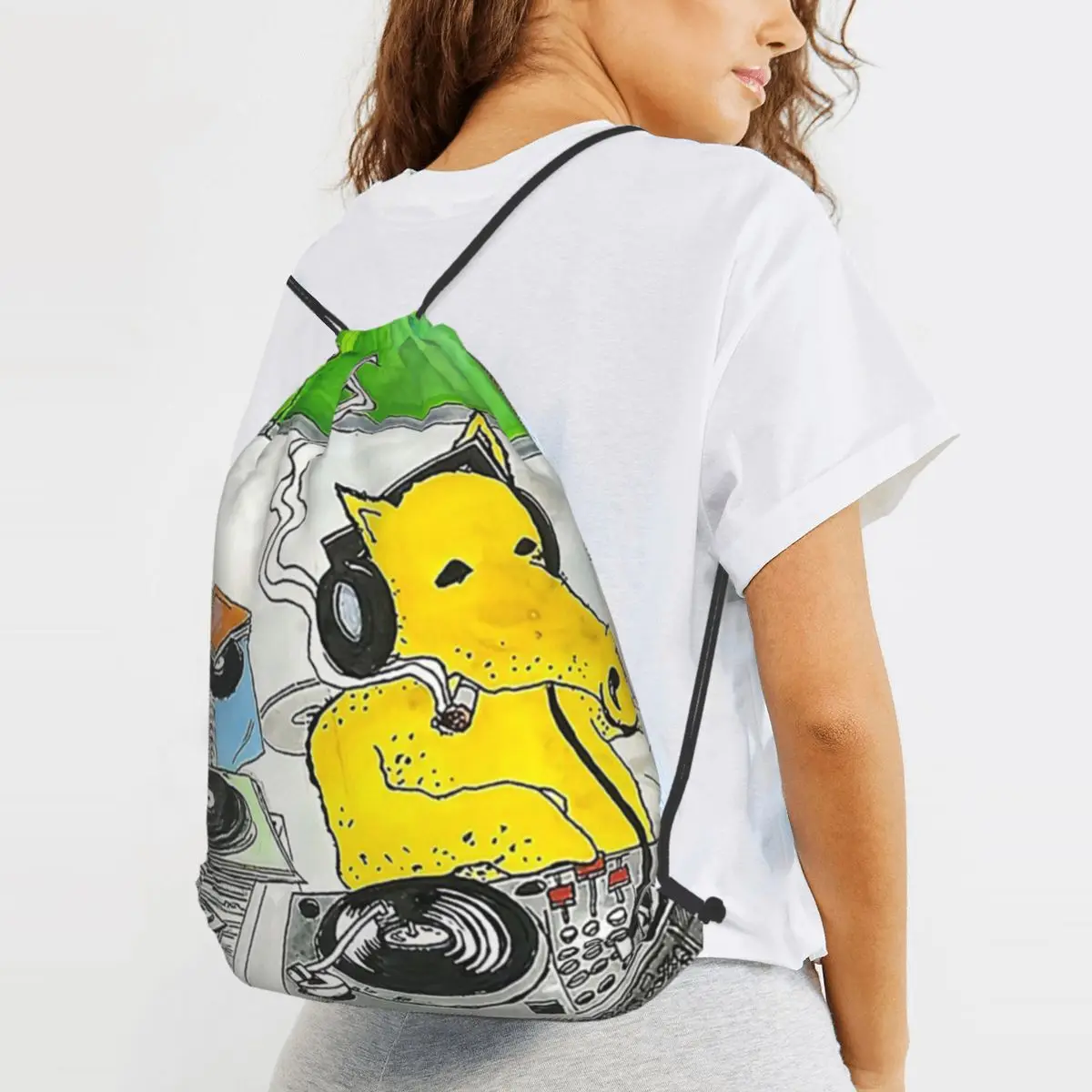

Quasimoto DJ Backpacks Fashion Drawstring Bundle Pocket Sports Bag Book Bags for Man Woman School